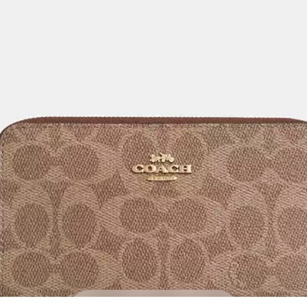 Coach Brown Signature Zip Wallet - Picture 2 of 11